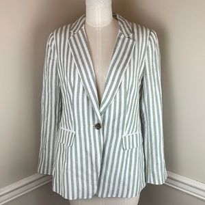 NWT Loft Linen Blend Green Striped Blaze size 8